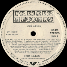 Heinz Holecek - Singt Seine Liebsten Wienerlieder (LP, Album, Club) (used VG)