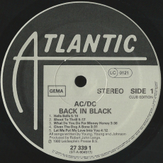 AC/DC - Back in Black (LP, Album, Club Ed.) (used G+)