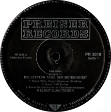 Helmut Qualtinger liest Karl Kraus - Die Letzten Tage Der Menschheit (LP, Vinyl) (used VG)