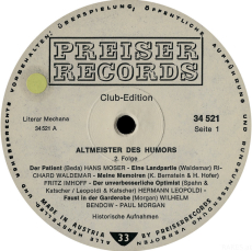 VARIOUS - Altmeister des Humors 2. Folge (LP, Club Ed.) (used VG)