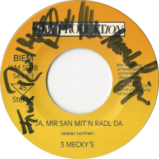 3 Meckys - Ja, Mir San Mitn Radl Da (Vinyl, 7, Autogramm) (used VG-)