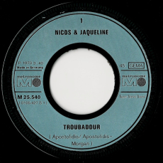 Nicos & Jaqueline - Troubadour (7 Single, Vinyl) (gebraucht VG)