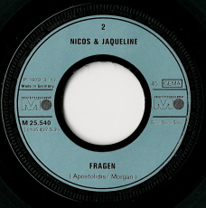 Nicos & Jaqueline - Troubadour (7 Single, Vinyl) (used VG)