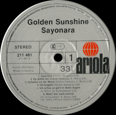 Golden Sunshine - Sayonara (LP, Album) (used VG+)