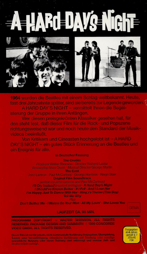 und　Night　Day's　(VHS,　Schallplatten　CD's　deutsch)　Gebrauchte　A　Beatles　The　Hard
